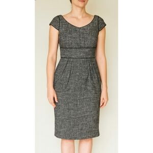 Talbots Dress,  Navy Blue Piping Decor,  Sheath, Cap Sleeves,  GUC. ✔️